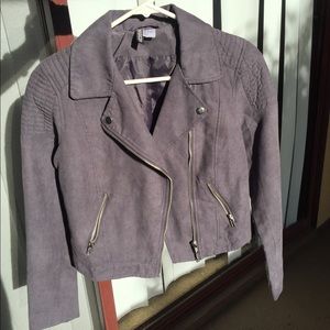H&M Grey Suede Moto Jacket